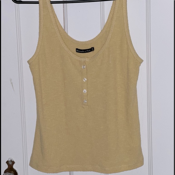 Abercrombie Yellow Ribbed Henley Tank Top - Picture 2 of 5